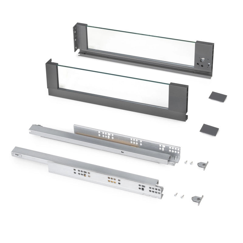 Cassetto esterno Vertex 40 kg con laterale in vetro 178 mm di altezza, 450 mm di profondità, Acciaio, Alluminio e Vet..