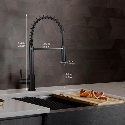 ZMH Miscelatore nero per doccia rubinetto girevole estensibile per cucina e bagno