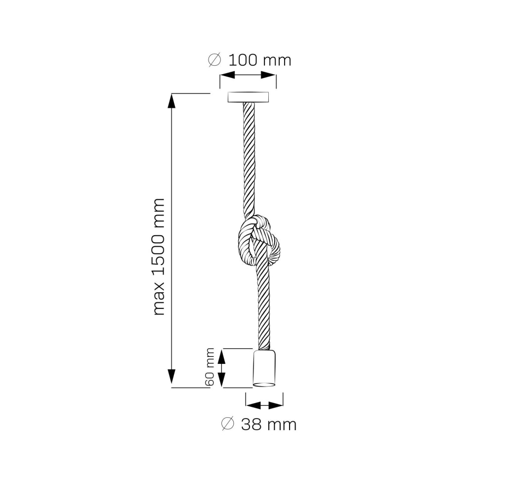 Lampada a sospensione Rope E27 corda marrone 150cm Polux