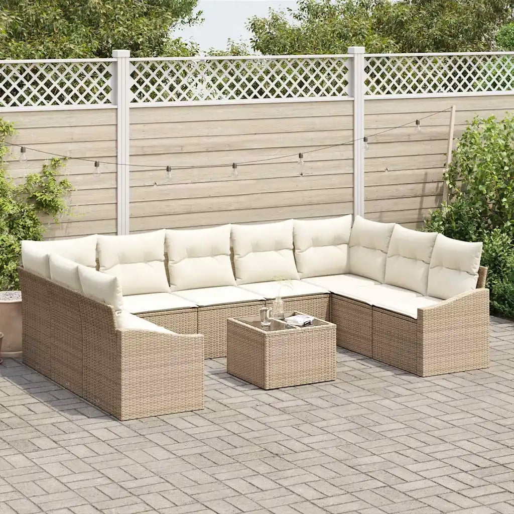 Set Divano da Giardino Beige e Crema polyrattan 3355560