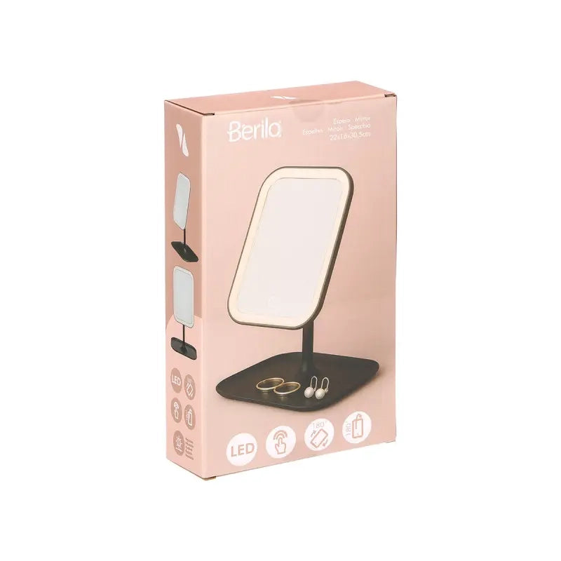 Specchio a led nero cm 29x16,5x6h