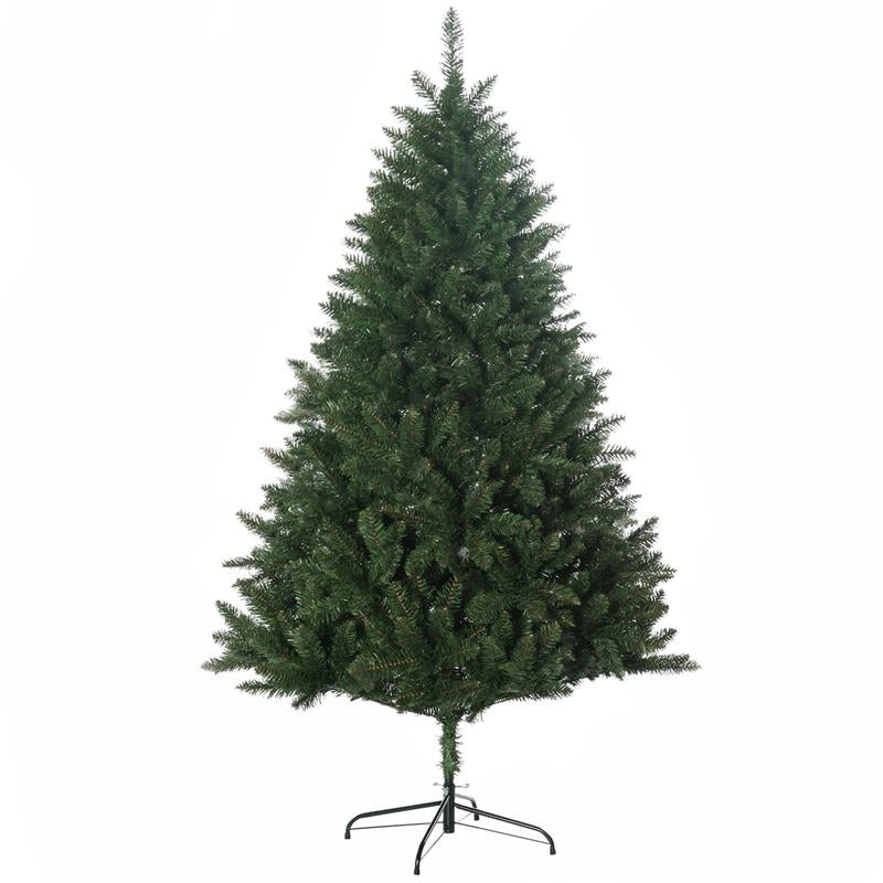 ALBERO DI NATALE ARTIFICIALE 180CM CON 800 RAMI E BASE IN METALLO, VERDE