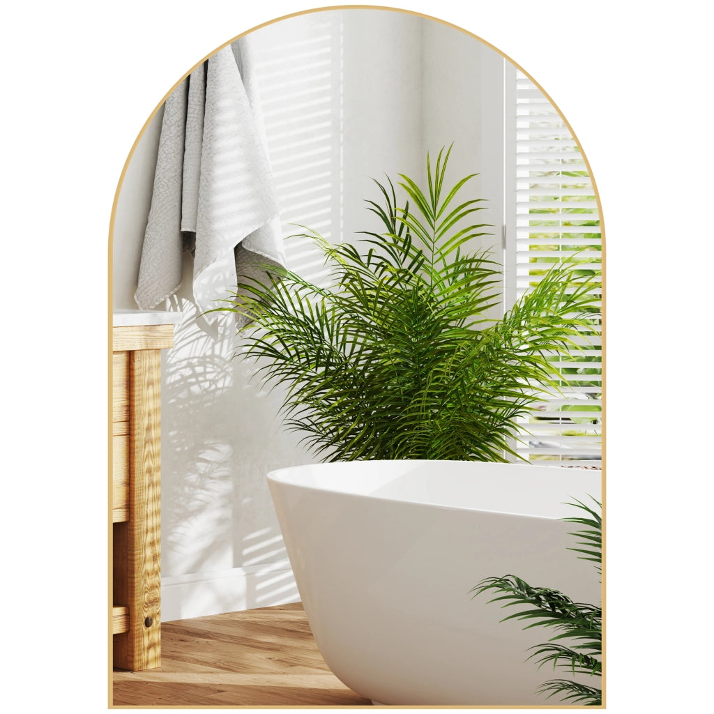 Specchio da Bagno con Cornice in Alluminio ¨C Minimal ¨C Oro 50x70 cm