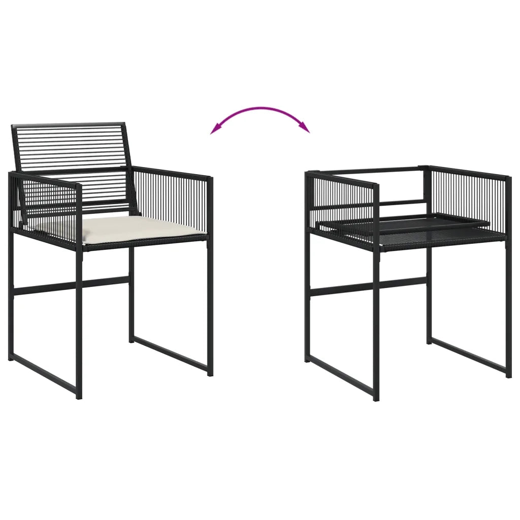 Set da Pranzo da Giardino 13pz con Cuscini Nero in Polyrattan 3295030