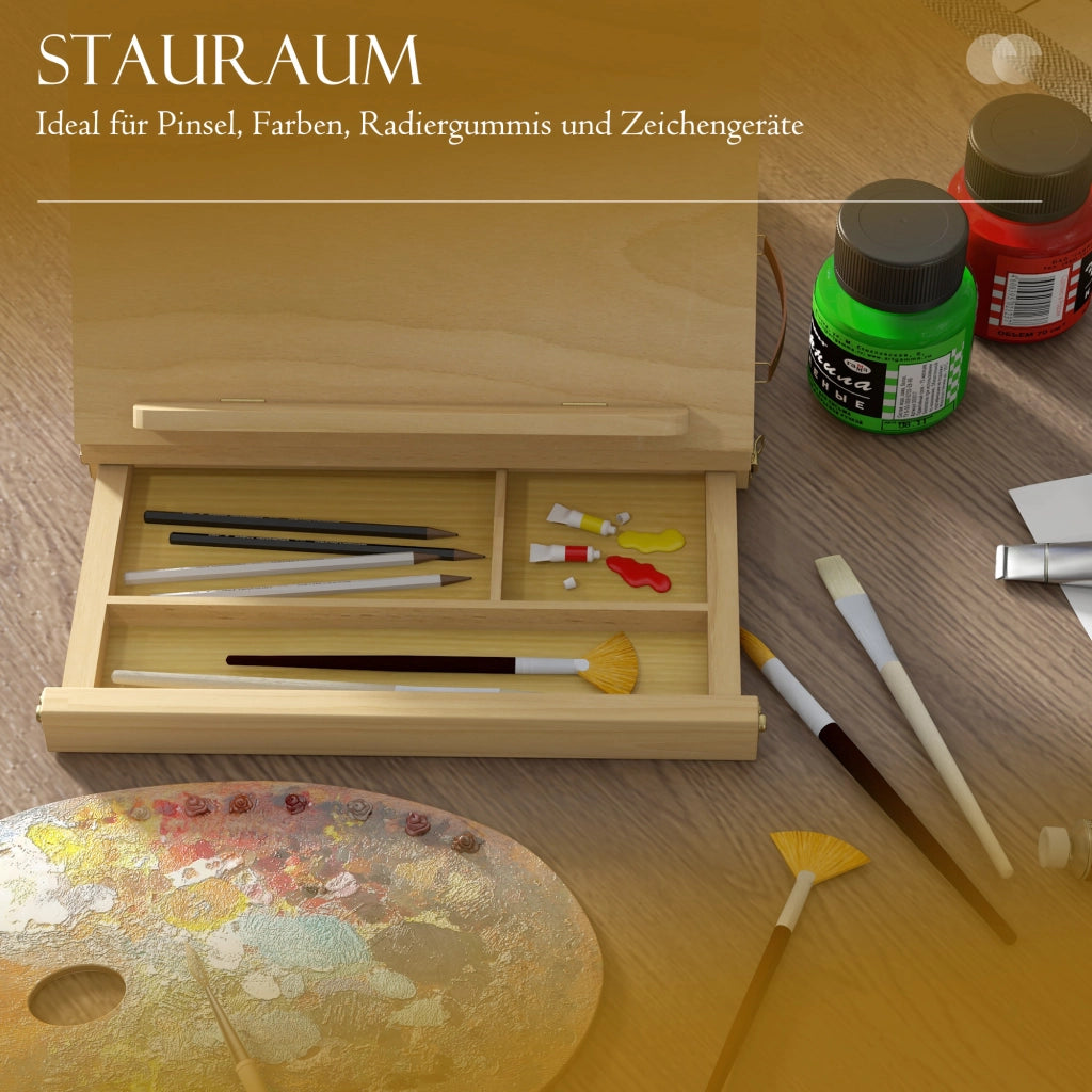 Tavolino da caff¨¨ con cassetto e ripiani ¨C zephmum ¨C legno massello naturale 60x40x60