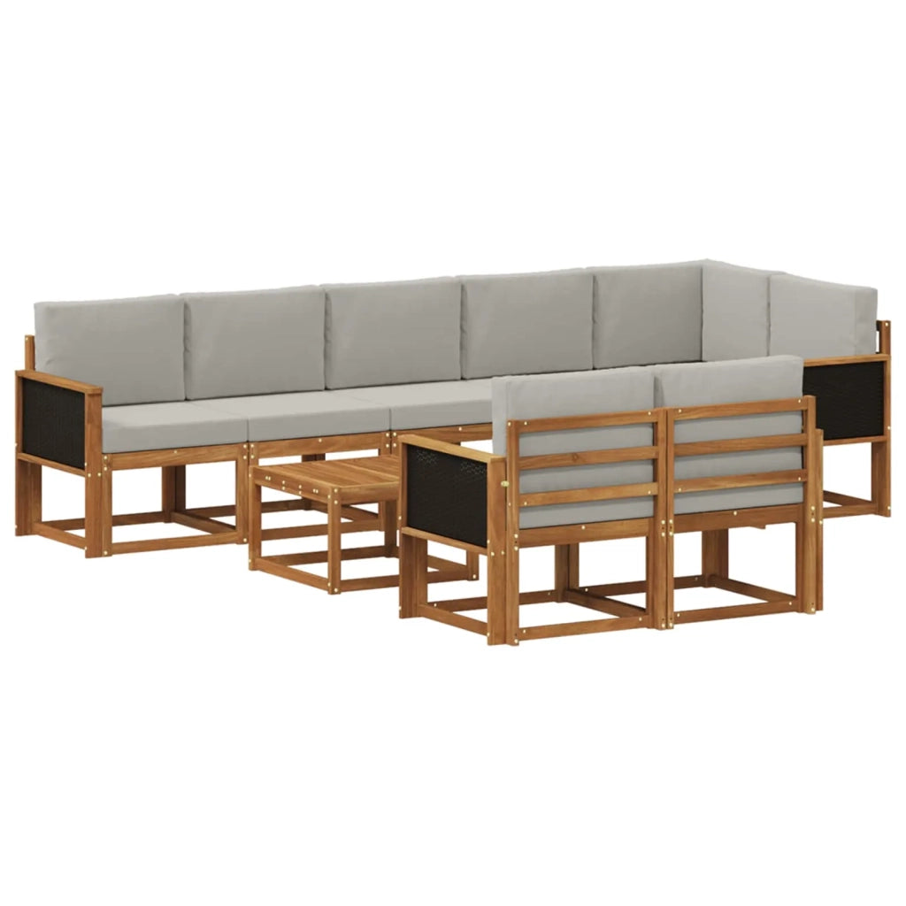 Set di divani da esterno 9 pcs Naturale e Grigio Chiaro 3385322