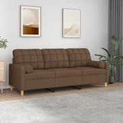 Divano a 3 Posti con Cuscini-Sofa 3 Posti con Cuscini Marrone 180 cm in Tessuto 327844
