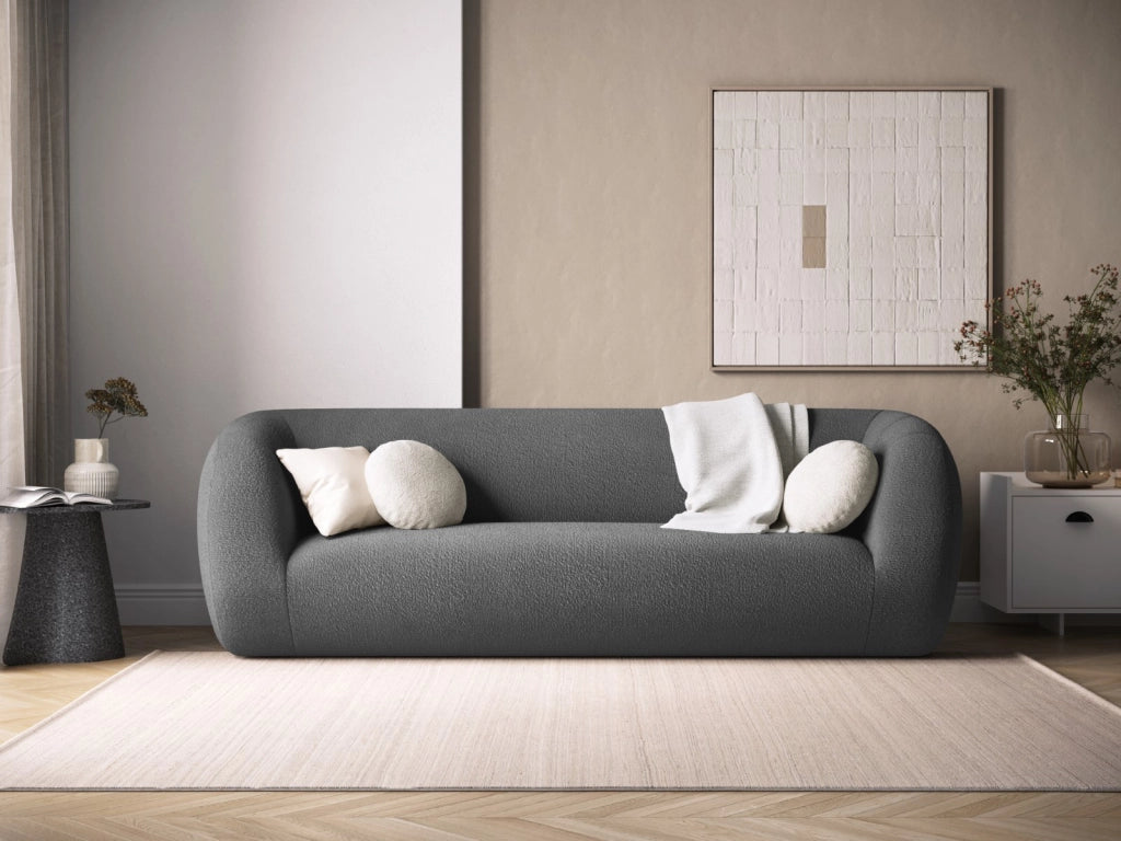 Cosmopolitan Design - Divano "Essen" 3 posti in bouclé grigio scuro 