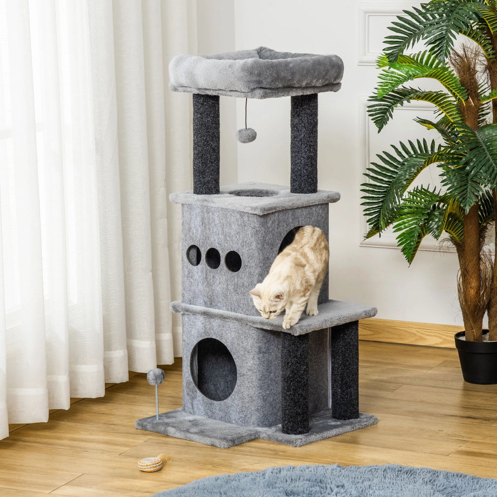 Albero per gatti con piattaforme e nicchie ¨C Minimal ¨C 48x48x100 cm grigio