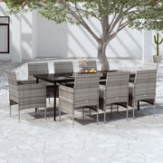 Set da Pranzo per Giardino 9 pz con Cuscini Grigio e Nero 3099316