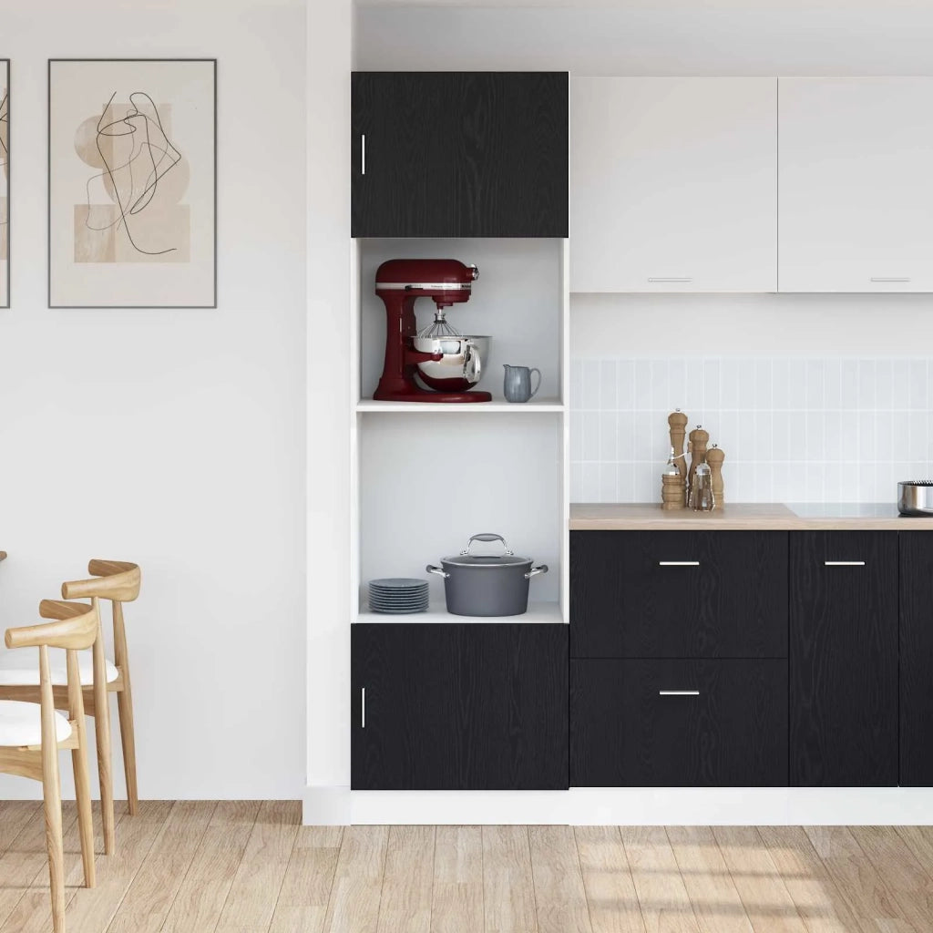 Armadio pensile | Mobile da Cucina Rovere Nero 60 x 57 x 207 cm Legno multistrato