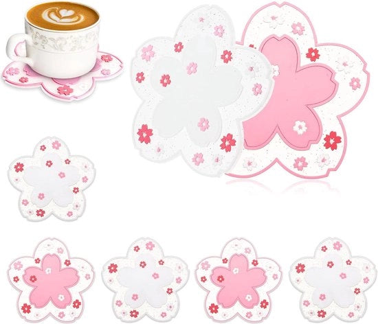 Drenaggi per bevande - silicone - 6 pezzi - colore rosa e bianco