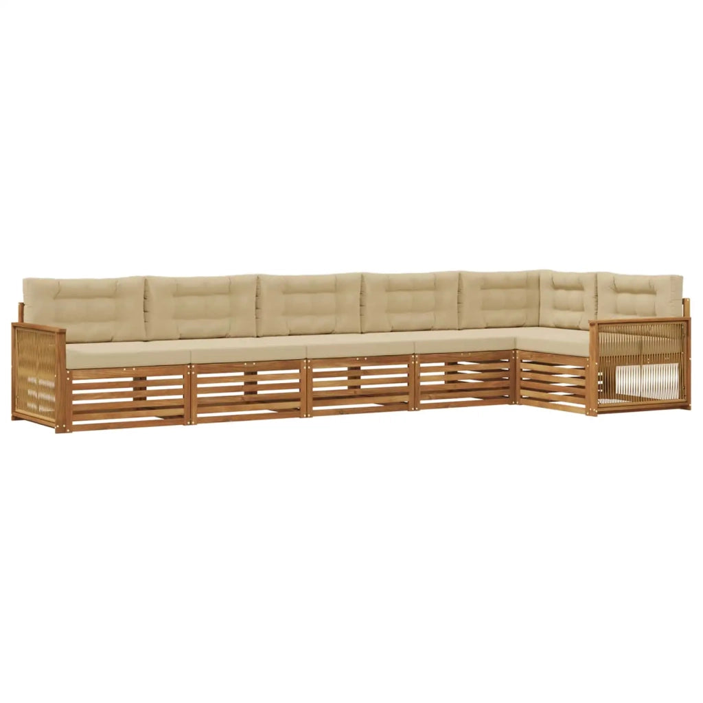 Set di divani da esterno con cuscino 6 pcs Naturale e Beige 3383421