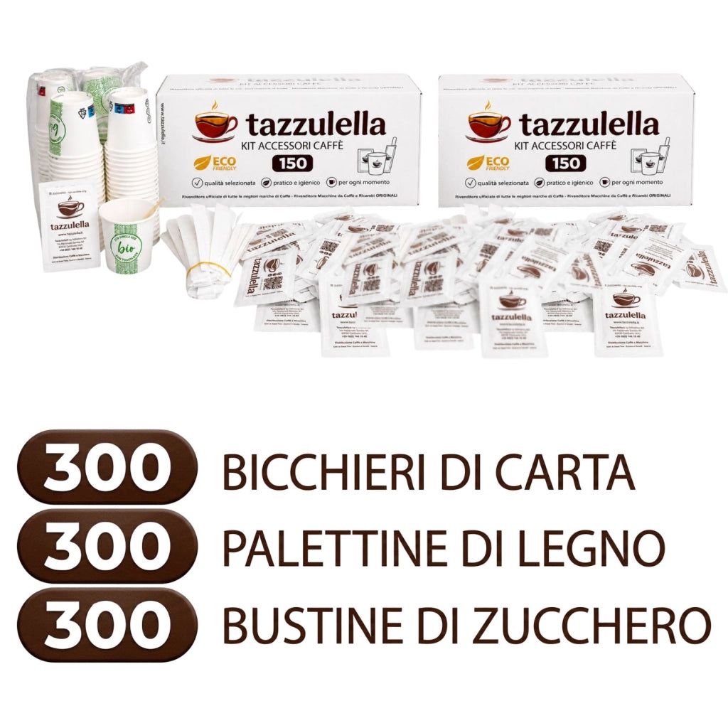 Tazzulella Kit Caffe Bicchieri/Palette/Zucchero 2Cnf/150pz 300pz