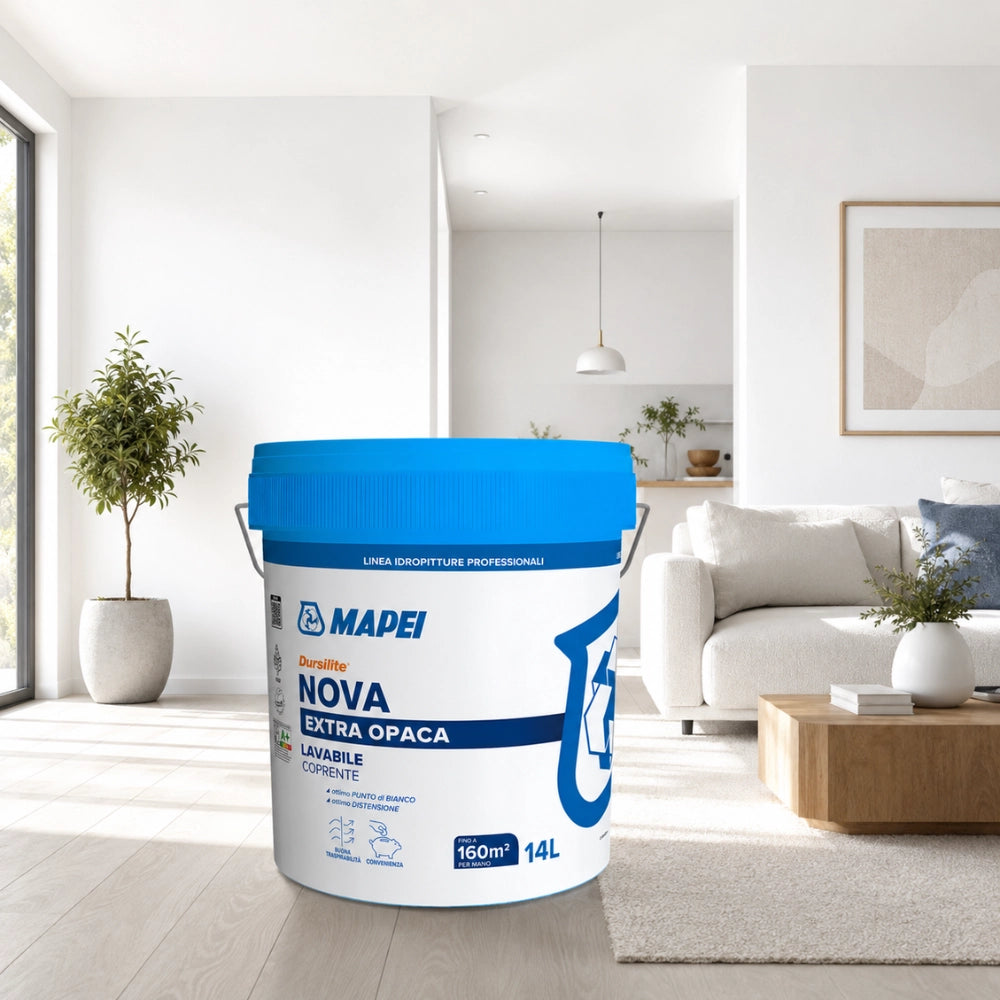 Mapei dursilite nova idropittura murale extra opaca lavabile per interni 14l
