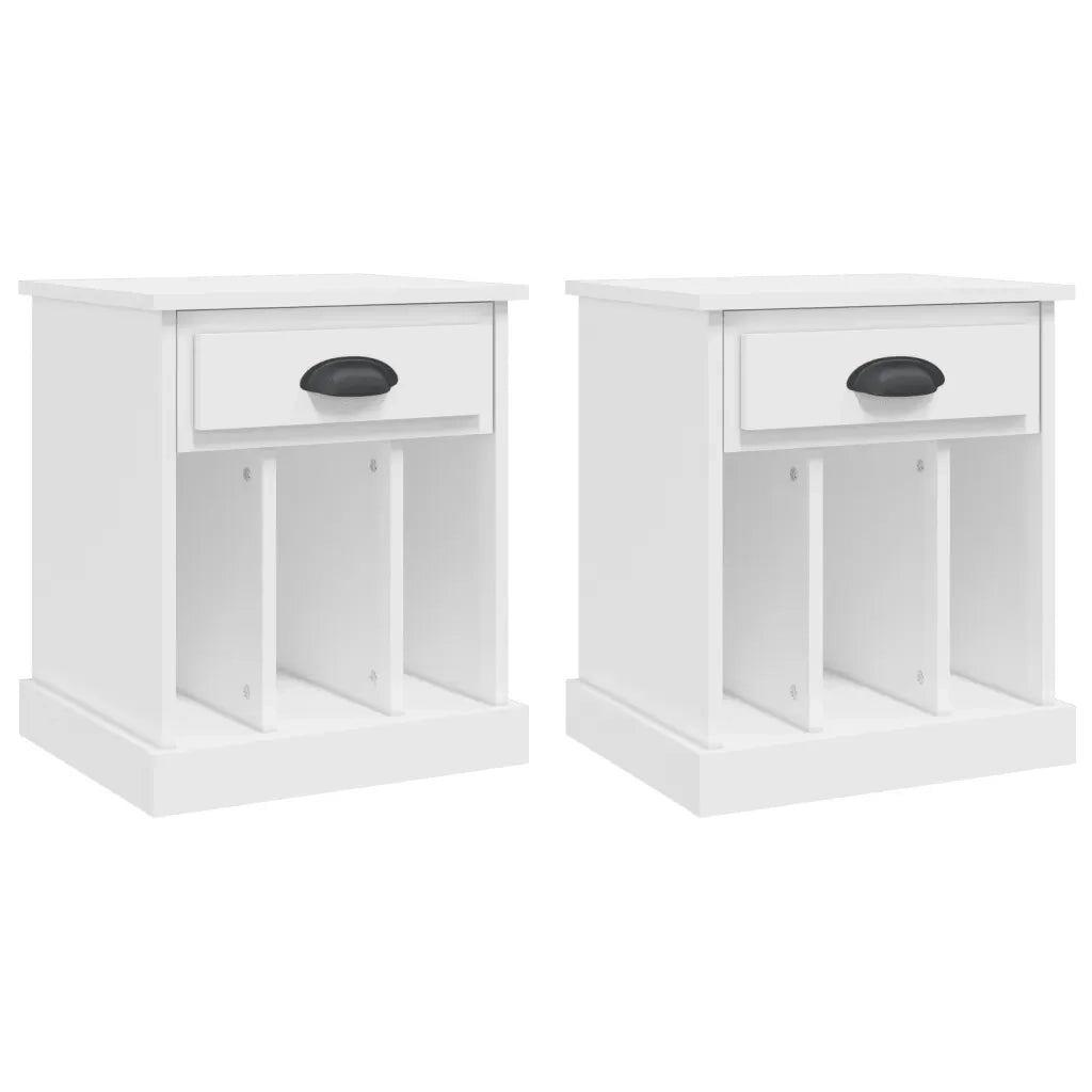 Set di 2 Comodini | Armadio da Notte | Mobiletto da notte Bianchi 43x36x50 cm