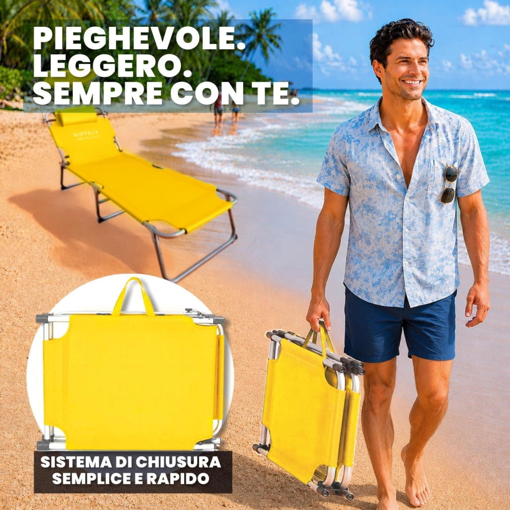 RMF PRO LETTINO PIEGHEVOLE CON PARASOLE GIALLO