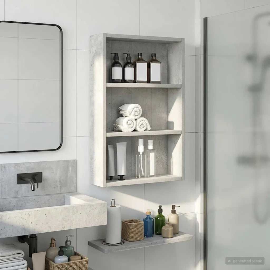 Armadio da Bagno | Mobile da Bagno a muro Grigio Cemento 40 x 10 x 60,5 cm