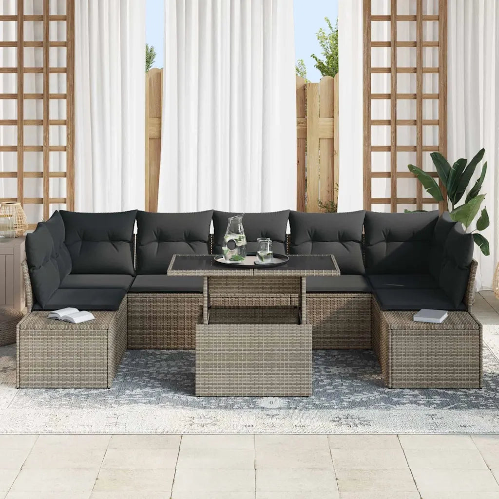 Set Divano da Giardino con cuscino 8 pcs Grigio 3357872