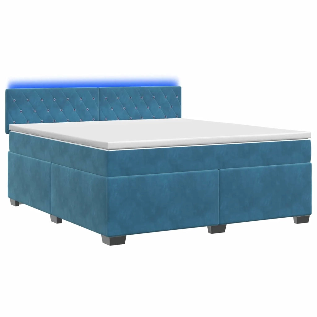 Letto con Box Spring, Materasso e LED Blu 140 x 200 cm Velluto 3452190