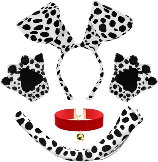 Costume da Carnevale per Cane 4 pezzi - Set di Costume per Cane - Costume per Halloween - Costume per Cosplay - Collare Adattabile - Inclusi Orecchie e Coda