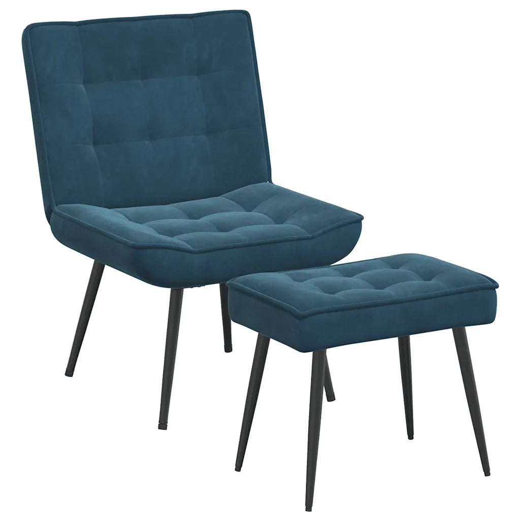 Poltrona Relax con Poggiapiedi Blu in Velluto 4012336