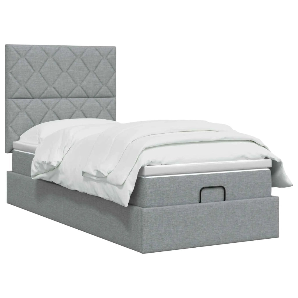 Letto Ottomano con Materasso e LED Grigio Chiaro 90 x 200 cm 3458124