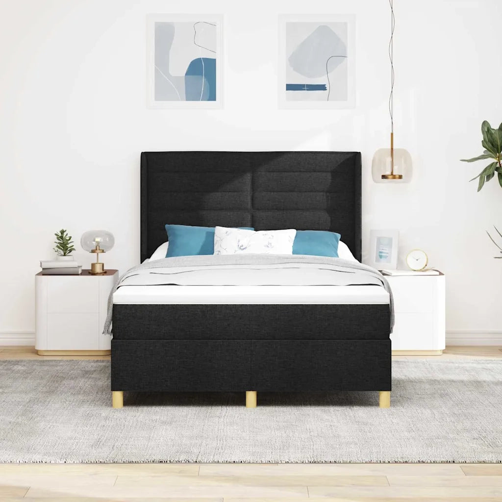 Letto a molle con materasso Nero 140 x 200 cm Tessuto