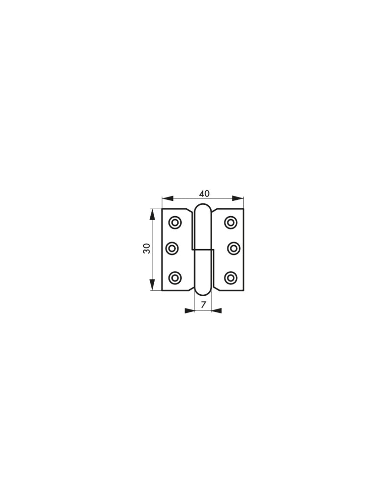 Cerniera per porte interne, 30x40mm, acciaio,