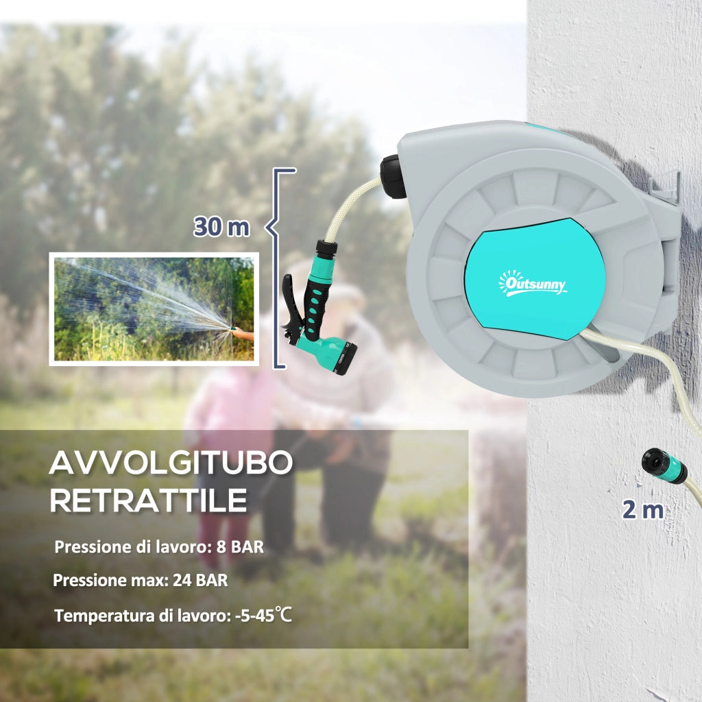 Avvolgitubo Automatico Portatile ¨C Minimal ¨C Verde 30+2 m