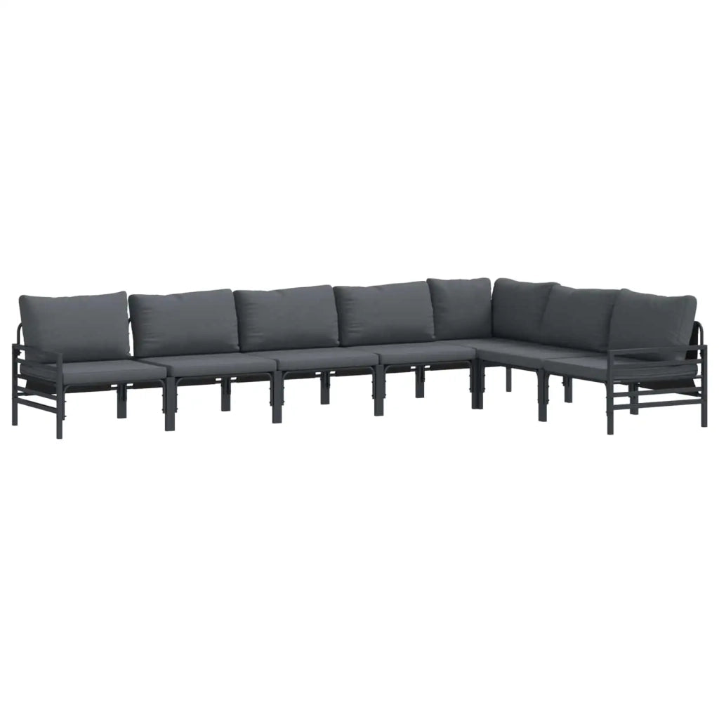 Set Divano da Giardino con cuscino 7 pcs Nero Acciaio