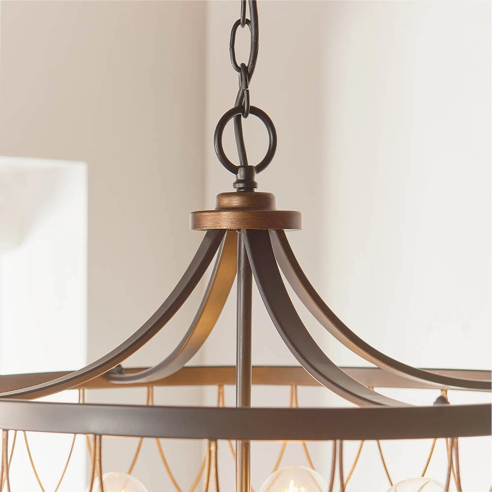 Lampadario rustico tondo nero/bronzo 5xE27 Heston Endon