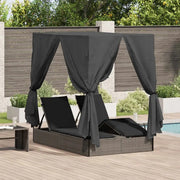 Lettino da sole doppio Grigio 205 x 129 x 200 cm polyrattan
