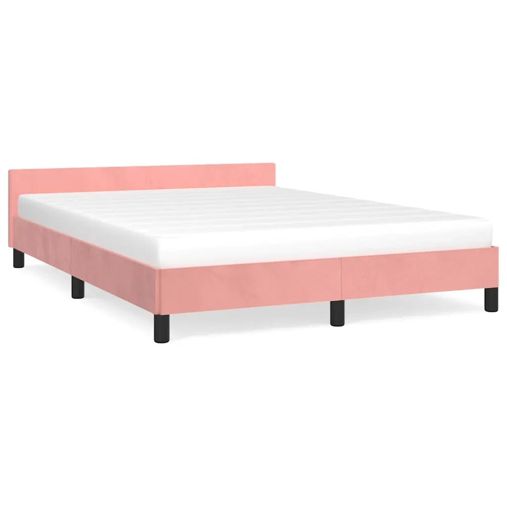 Giroletto con Testiera senza Materasso Rosa 140x200 cm Velluto 347578