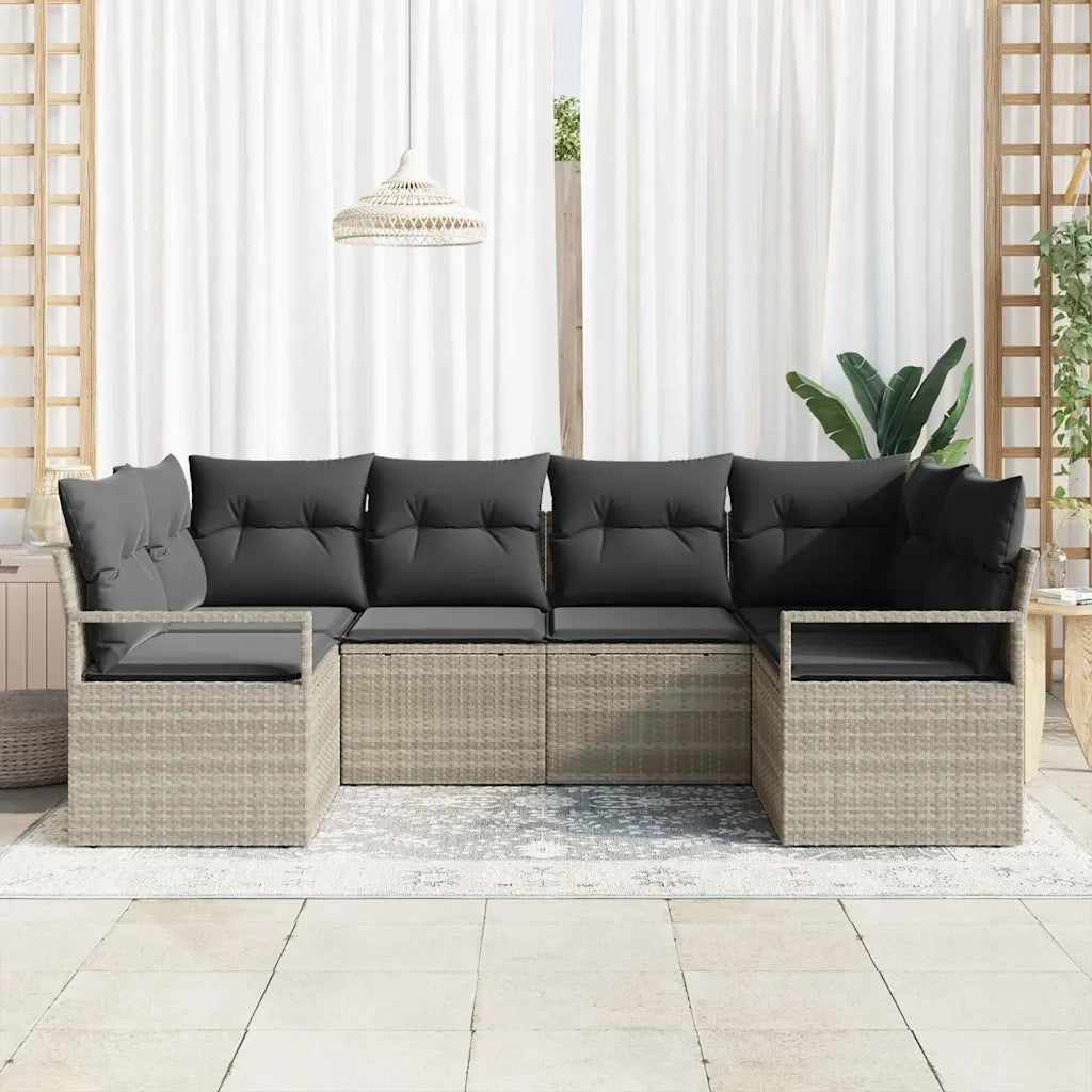 Set di divani con cuscino 6 pcs Grigio chiaro polyrattan 3346522