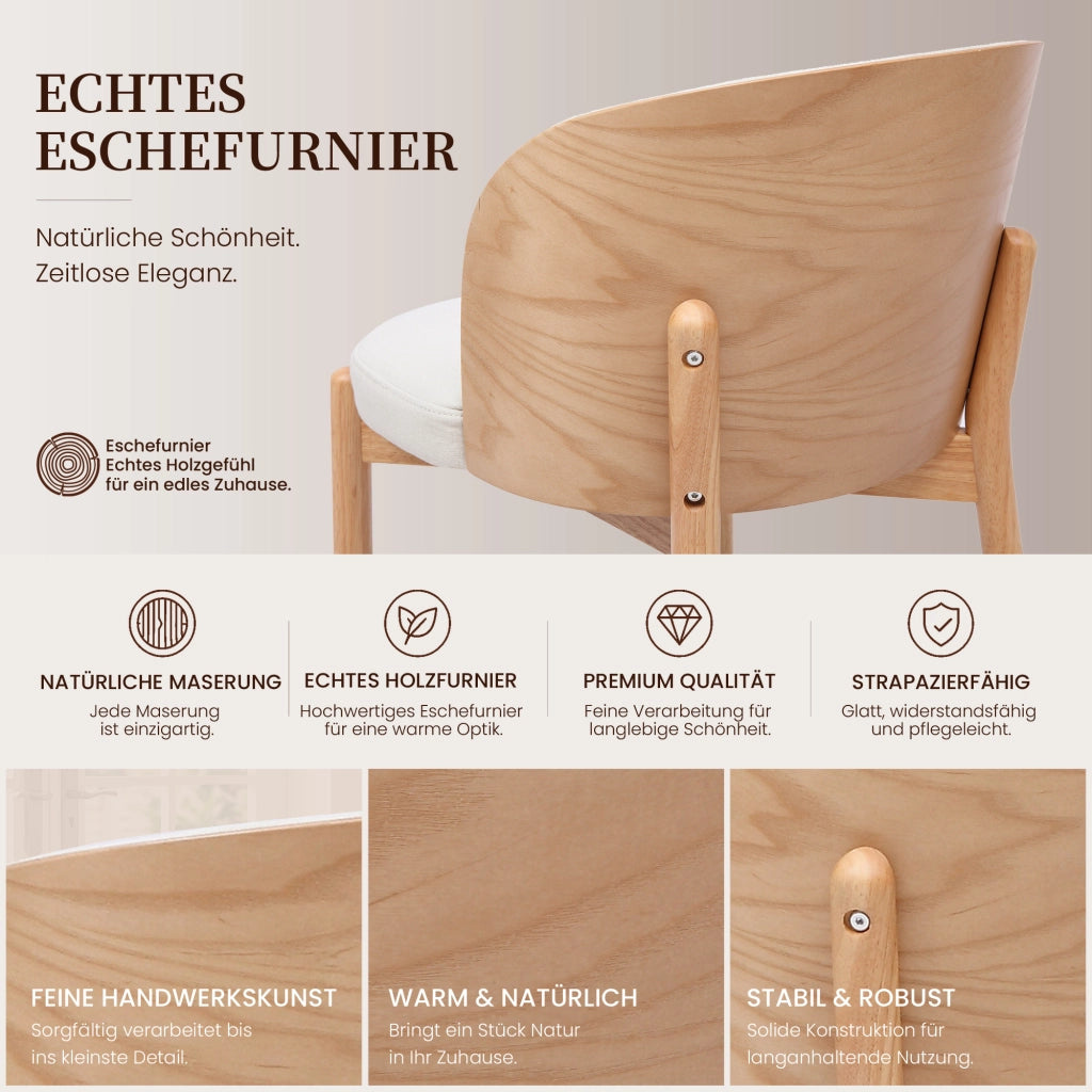SEDIA da pranzo Set da 2 pezzi in legno e lino colore naturale
