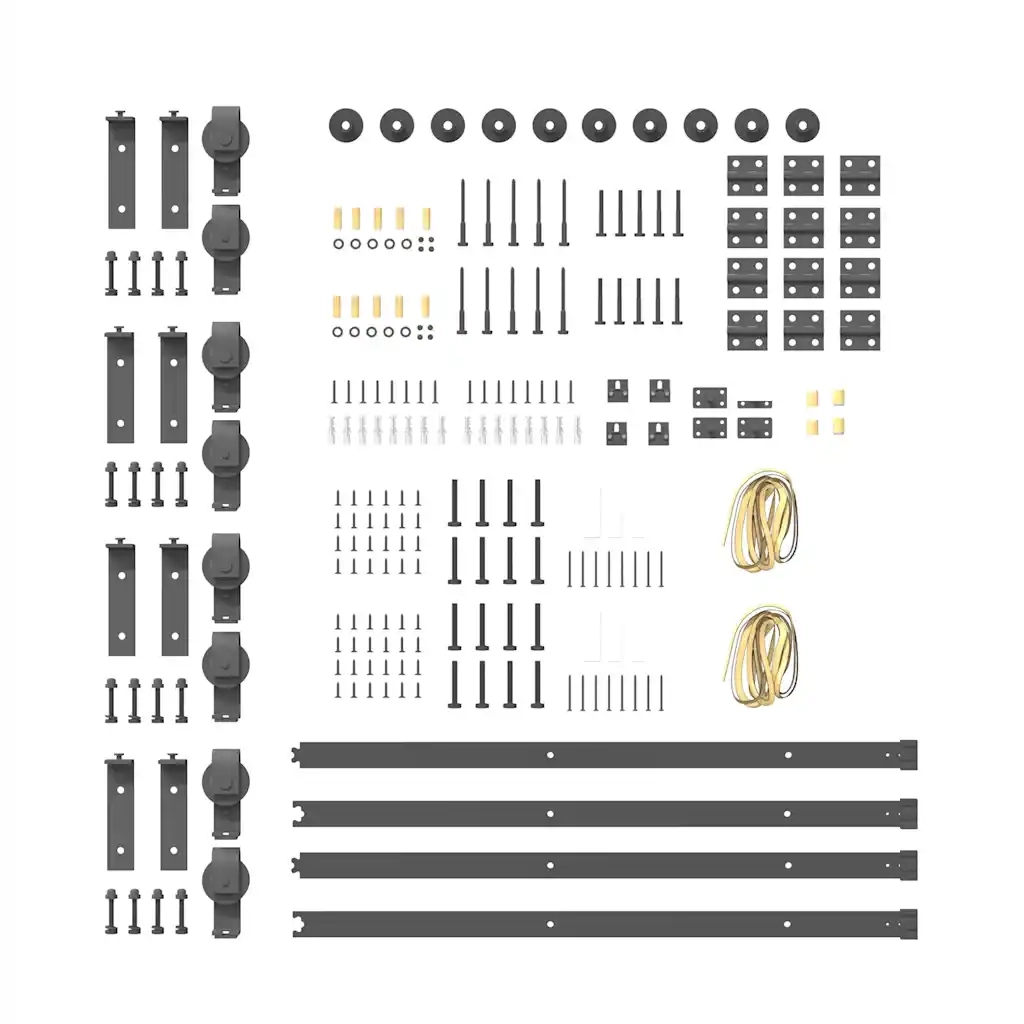 Kit di Binari per Porte Scorrevoli 366 cm Acciaio Nero