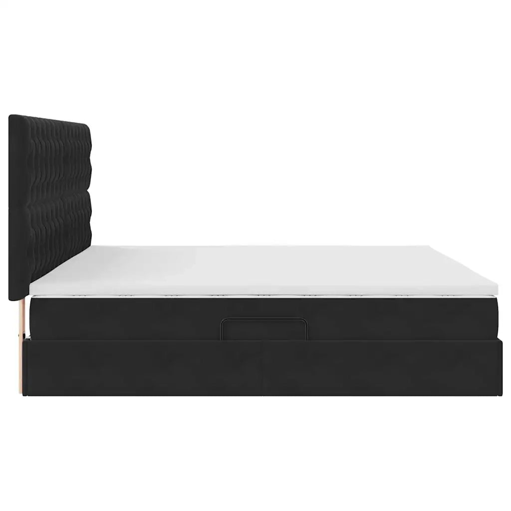 Letto con contenitore e materasso Nero 200 x 200 cm Velluto 3372113