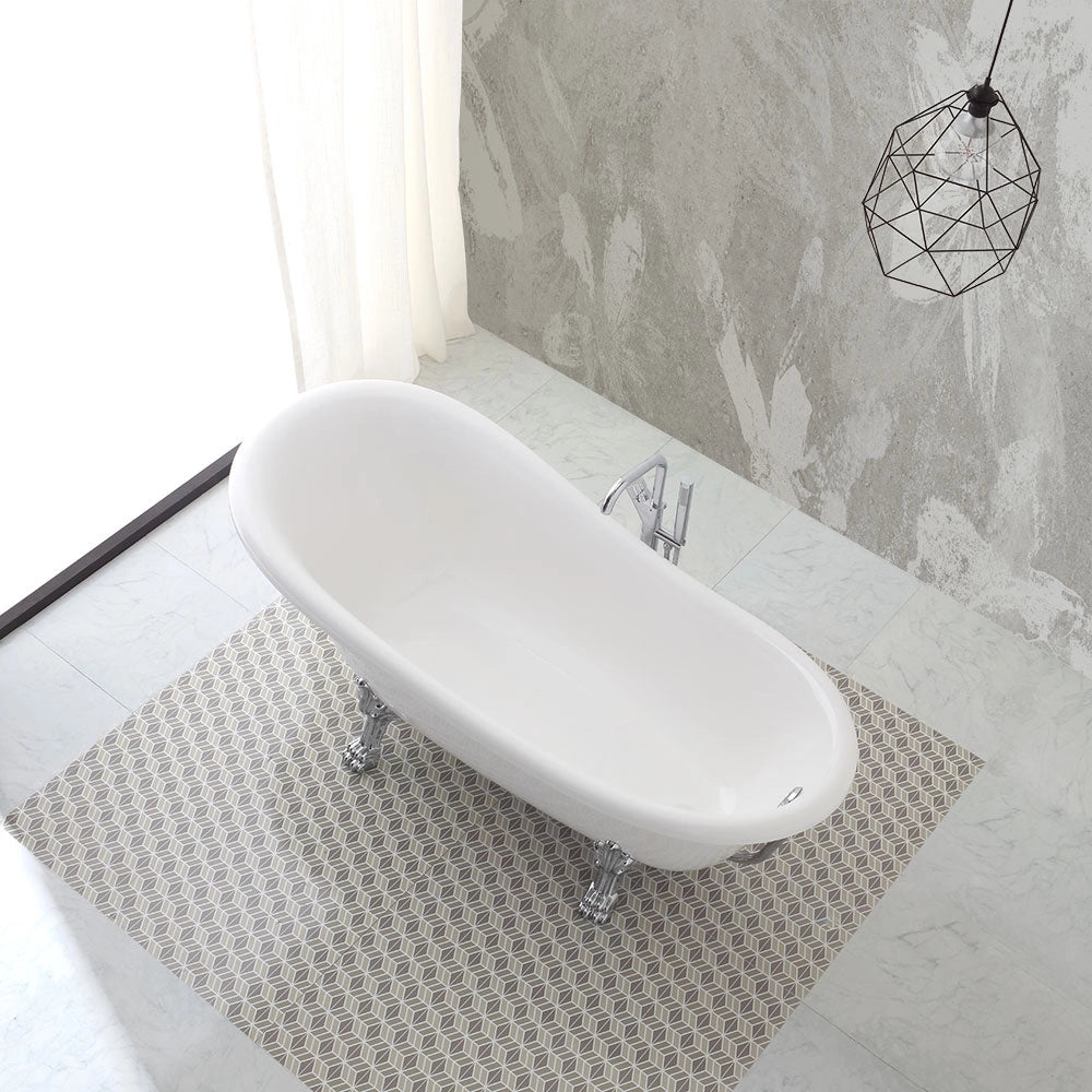 Vasca freestanding stile classico con piedini argento