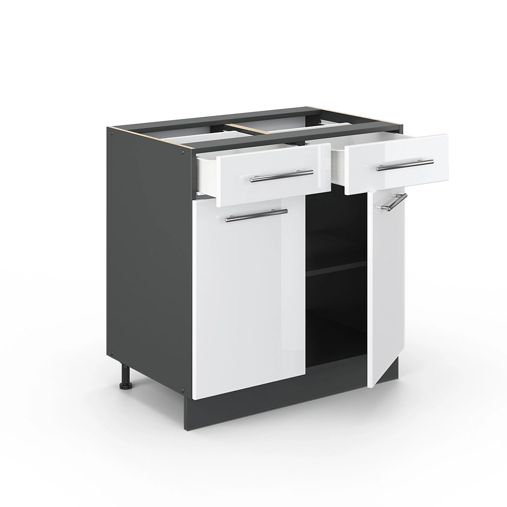 Mobiletto base per cucina Fame-Line Bianco lucido/Antracite 80 cm, PL Rovere Vicco