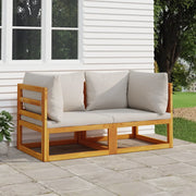 Divano da esterno-Divani Angolo Modulari 2pz Cuscini Grigio Chiaro Legno Acacia