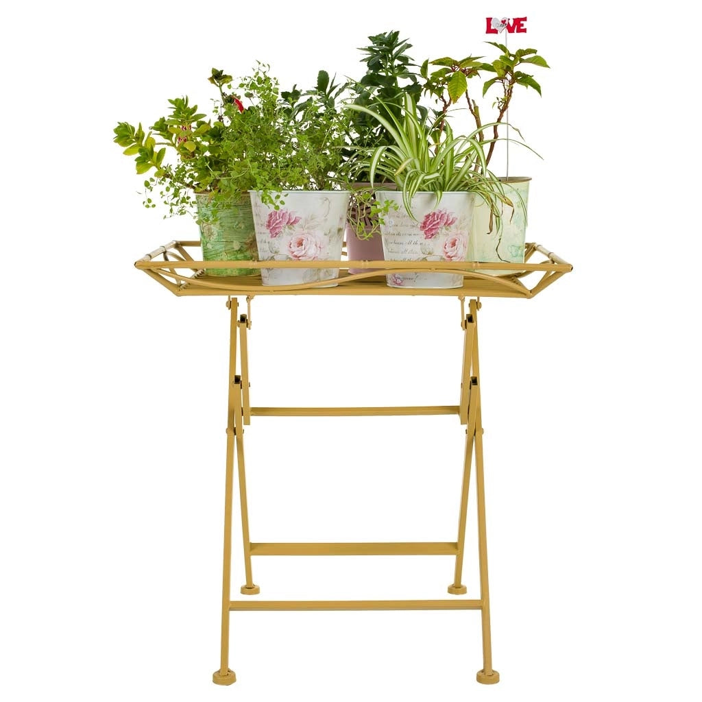 Tavolino in metallo giallo 60x40x58h