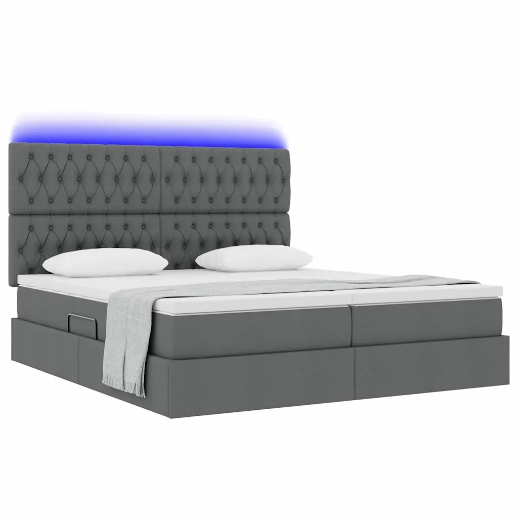Letto con testiera Grigio scuro 180 x 200 cm Tessuto