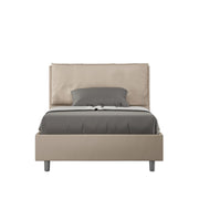 BS COM Letto una piazza e mezza con rete imbottito 120x190 similpelle tortora