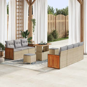 Set Divano da Giardino con cuscino 10 pcs Beige e Grigio Chiaro