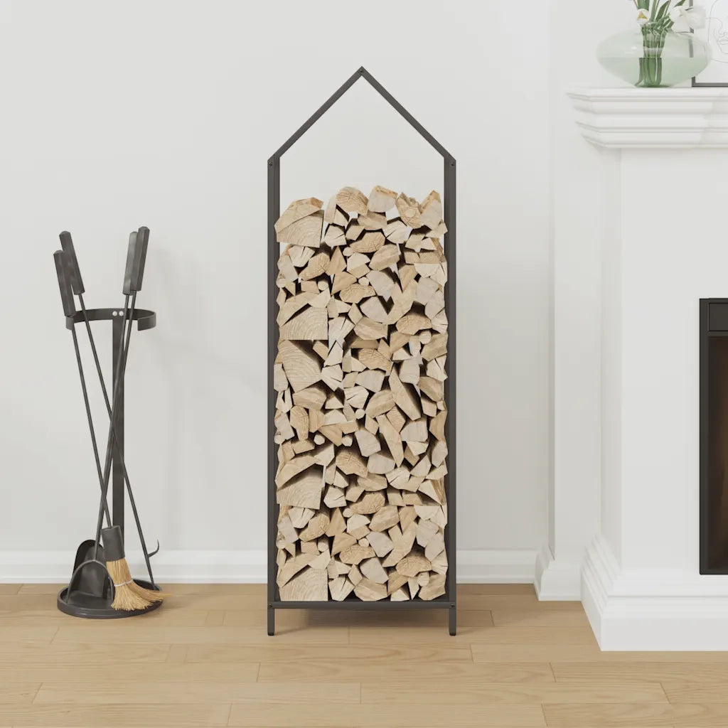 Rastrelliera per Legna da Ardere Nera 40x25x120 cm 864299