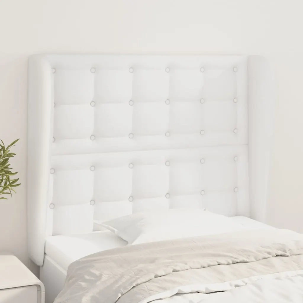 Testiera | Testata ad Orecchio Bianca 103x23x118/128 cm in Similpelle