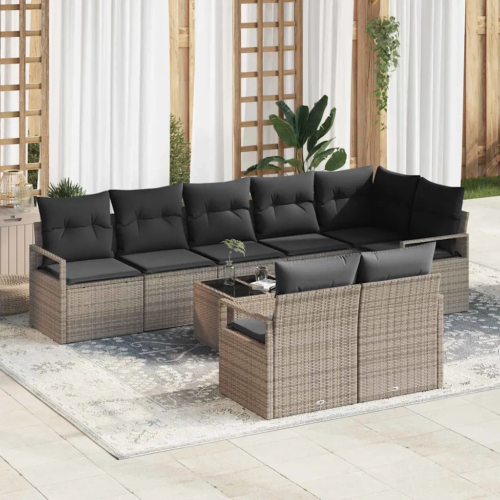 Set di divani 9 pcs Grigio polyrattan