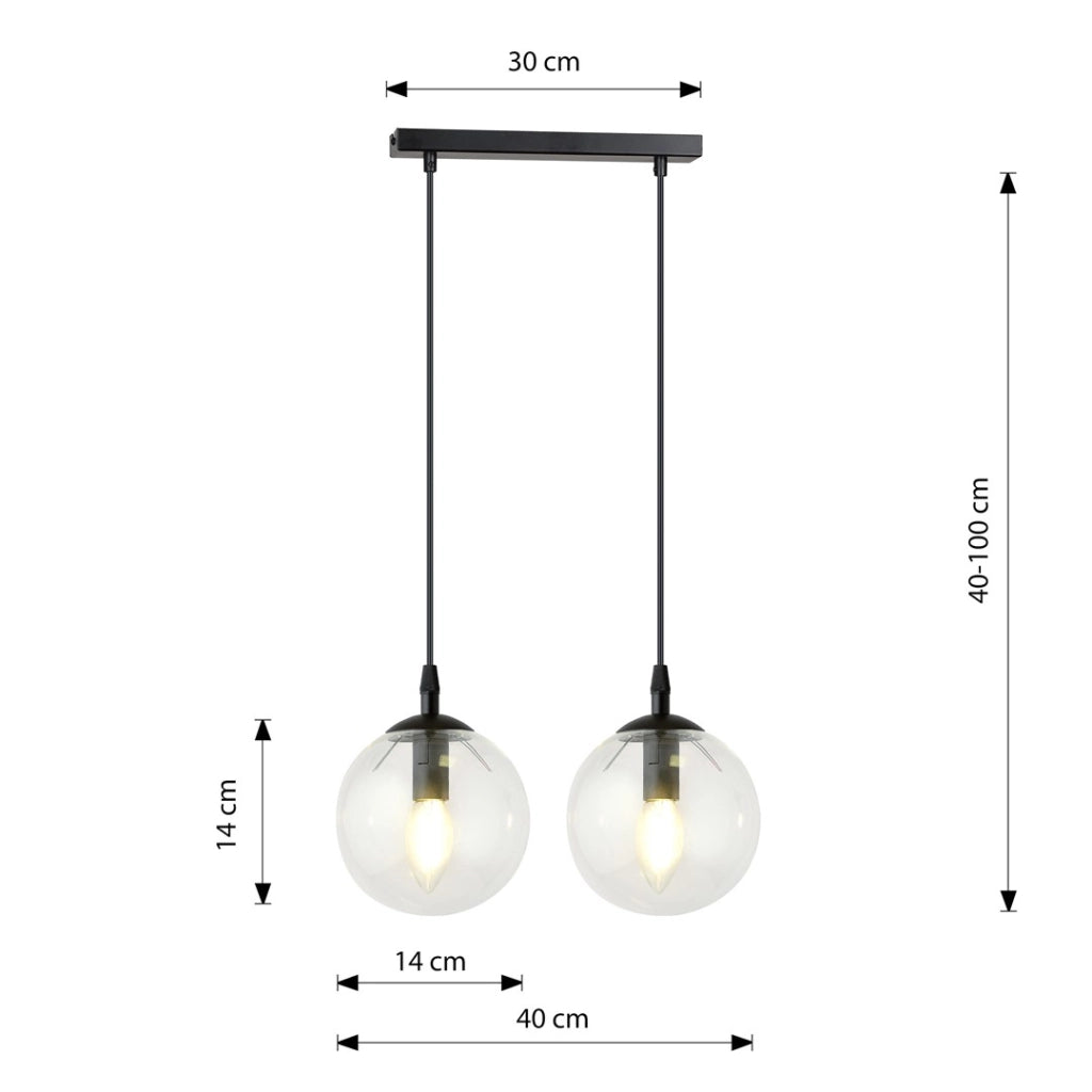 Lampada a sospensione Emibig Cosmo 2xE14 nero vetro