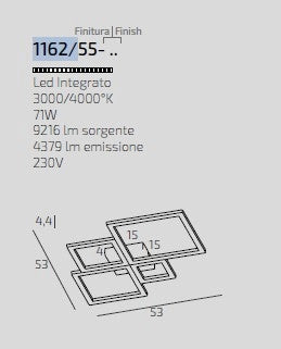 FOUR SQUARES APPLIQUE-PLAFONIERA 55 CM. NERO 1162-55-NE